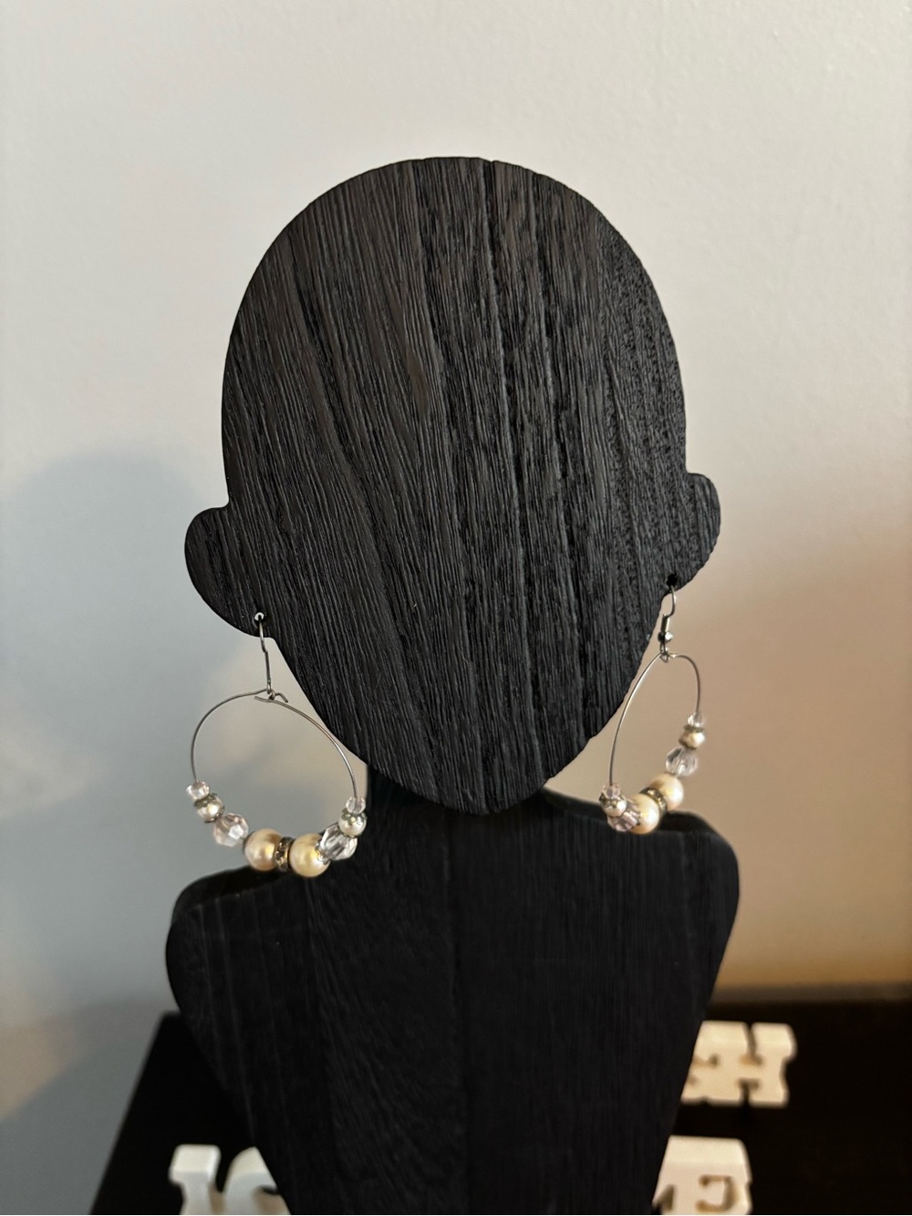 Bundle and Save! Silver Hoop Earrings with Pearl Beads - Women Jewelry